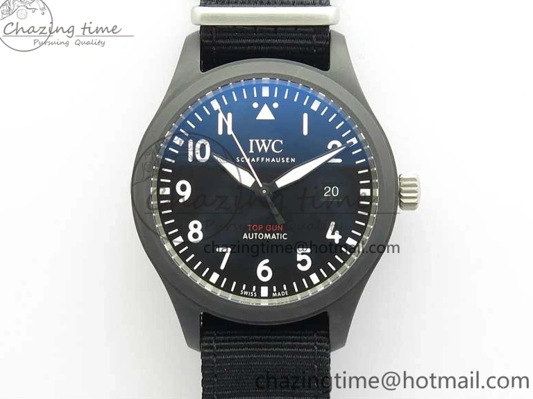 MIROTIME 0223 Pilot IW326901 Real Ceramic MK 1:1 Best Edition Black Dial On Nylon Strap MIYOTA FastDry 7126